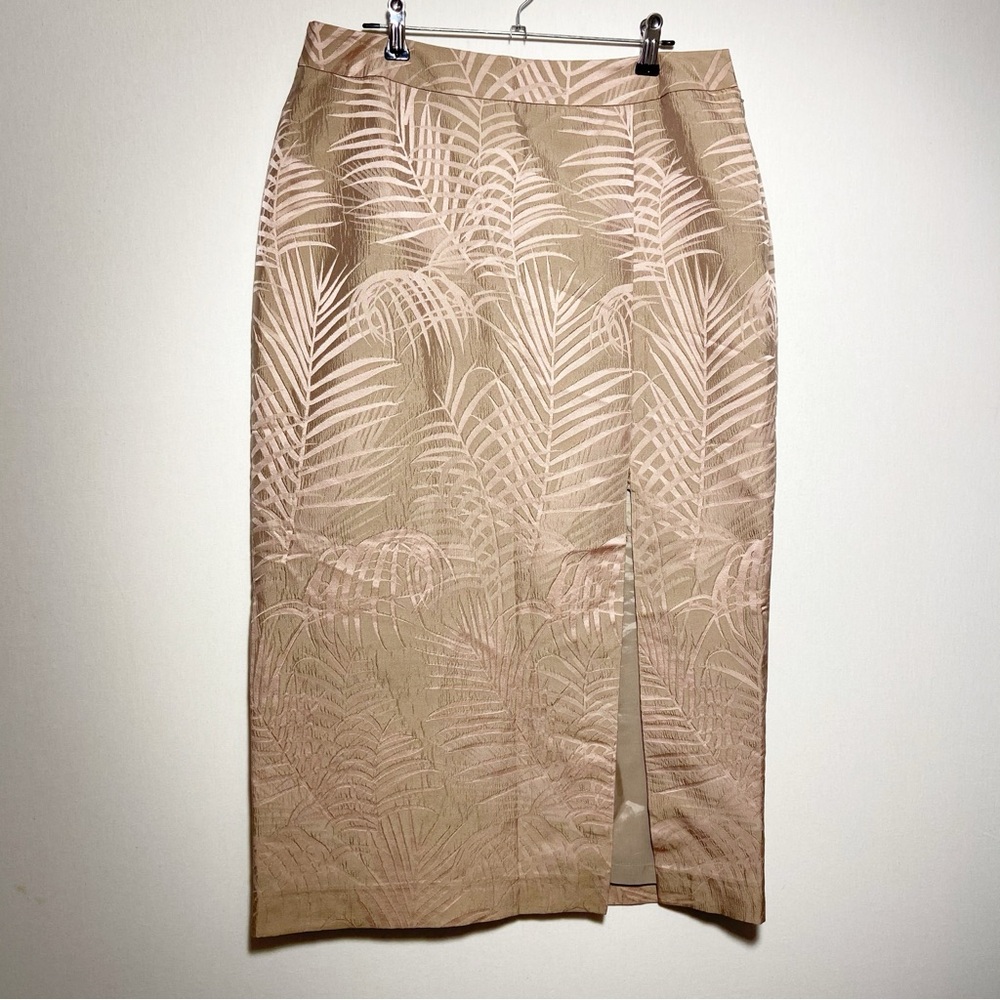 Doncaster‎ Collection Skirt Womens Size 10 Tan Pink Tropical Palm Leaf Pattern